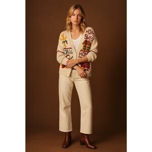 Vintage Knit Sweater Cardigan Small Teacher Cottage Prairie Anthropologie Vibe S